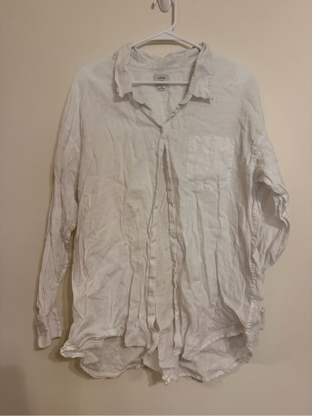 Aritzia White Linen Button-Up Shirt